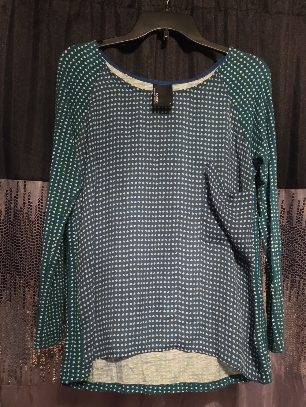 ⭐️dolan Teal and Blue Polka Dot Long Sleeve Top